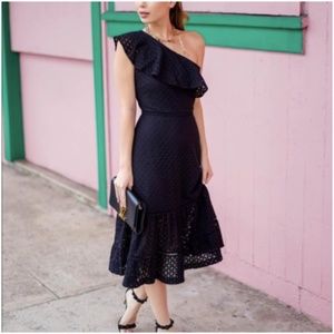 Banana Republic One Shoulder Eyelet Midi Dress 8